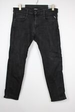 REPLAY ANBASS Black Wash Denim Stretch Slim Fit Jeans Size  W34 / L30 Zip Fly