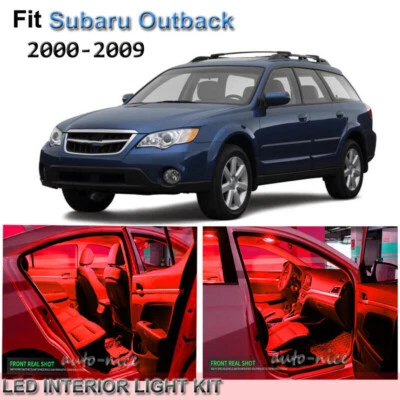Kit de luces interiores LED rojas premium para Subaru Outback 2000-2009 9 piezas Foto 1 de 4
