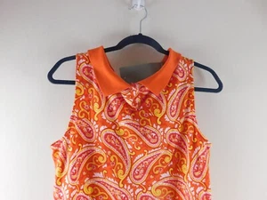 TALBOTS Women's Petite Large Orange & Yellow Paisley Print Sleeveless Top NEW - Picture 1 of 6