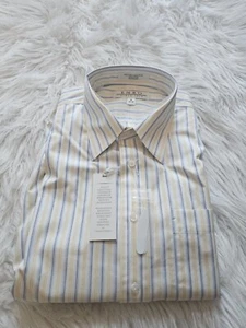 TALLA 16 34/35 ENRO (NUEVO) Camisa Manga Larga Rayas Blanca, Amarilla y Azul Lote 89 - Imagen 1 de 2
