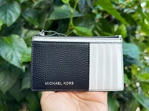 MICHAEL KORS JET SET TRAVEL COOPER TARJETERO CUERO CARTERA NEGRO/BLANCO - Imagen 1 de 10
