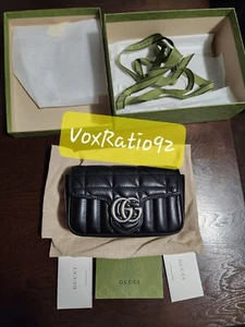Gucci Marmont Super Mini Crossbody Black with Silver Hardware - Picture 1 of 12