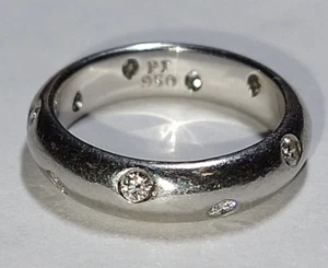 Solid platinum tiffany diamond eternity band ring 6.93 grams sz 4-4.25 pt950 - Picture 1 of 11
