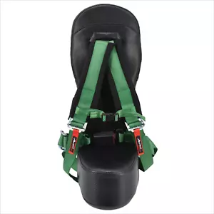 Black Carbon Fiber Bump Seat and Green Four Point Harness with EZ Buckle - Bild 1 von 6