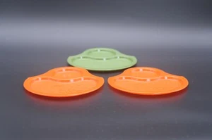 Juego de 3 bandejas de plástico Nu-Dell de colección años 70 platos naranja verde marrón - Imagen 1 de 8