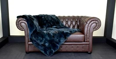 Manta de piel de conejo Rex verde de lujo  Foto 1 de 4