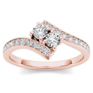 14k Rose Gold Round Cut 0.75Ct Diamond Engagement Ring Size 7 Clarity I2 - Picture 1 of 6