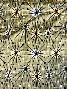 Michael Miller Stretch Velour Mid Century Atomic Fabric Olive #5440 60" W x 3 Yd - Picture 1 of 3