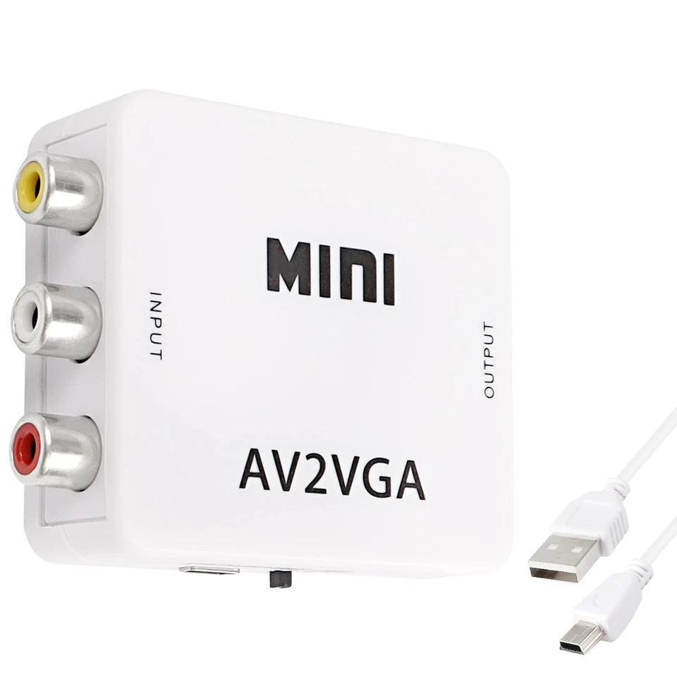 AV RCA to VGA Adapter Audio Video Converter,Composite AV to VGA +3.5mm TV Vid... - Image 1 of 4