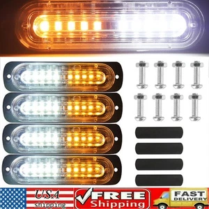 Amber/White 6LED Car Truck Emergency Hazard Flash Strobe Light Dash Warning Lamp - Picture 1 of 15