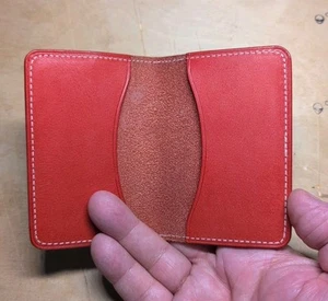 Handmade Leather Card Holder Wallet By Vulture Premium folded Bills Red - Picture 1 of 3