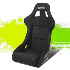 NRG Performance Carbon Fiber Fixed Back Bucket Seat w/Side Mount Bracket Red - Picture 1 of 7