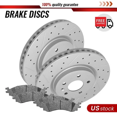 Rotores de freno delanteros perforados + pastillas para Ford Taurus 2010 2011 2012 Foto 1 de 4