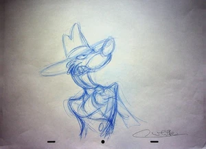 Wer gerahmte Roger Rabbit 1988 Produktion signiert SMARTASS handgezeichneter Bleistift #WC - Bild 1 von 2