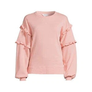 Time & Tru Women's Ruffle Sweatshirt Sandstone Pink X-Large (16-18) - Picture 1 of 3