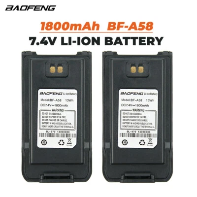 2X Baofeng A58 Battery for Baofeng A58 Two Way Radio BF-A58 BL-970 7.4V 1800mAh - Image 1 of 4
