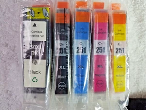 5 Pack PGI-250XL CLI-251XL Ink For Canon Pixma MG5420 MG5520 MG6320 MX722 MX922 - Picture 1 of 13