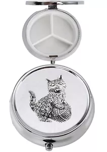 A42 Kätzchen Katze & Wolle Zinn Design auf einer runden Metall Pillendose Dose - Bild 1 von 1