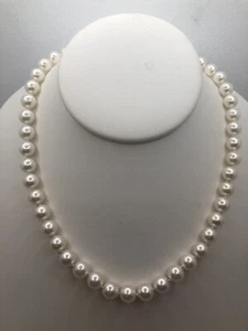 JAPANESE AKOYA PEARL NECKLACE 16" - 8 - 8.5 mm - 14K YG CLASP -HIGHEST QUALITY - Picture 1 of 5