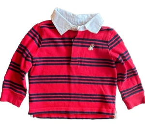 Vintage GYMBOREE Bulldog Dog Embroidered Red Stripe Rugby Shirt 12-18 mo - Picture 1 of 3