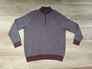 Vineyard Vines Hamilton 1/2 Zip Cotton Wool Sweater Mens XL Burgundy 1E001020 - Picture 1 of 12
