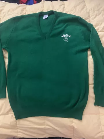 Vintage NY Jets Sweater Garan NFL Football 1980's VTG Green Men's Sz L USA Used Cover