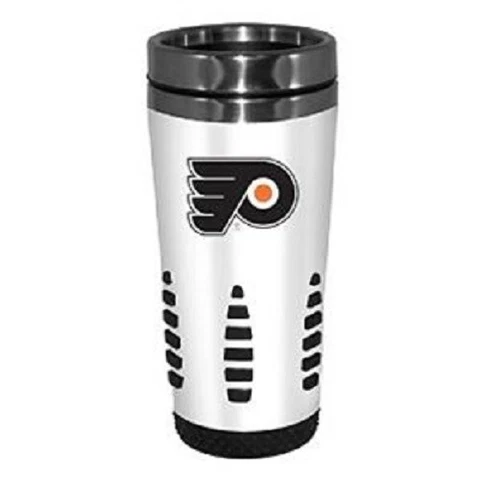 Philadelphia Flyers NHL Hockey Metal Stainless Hot Cold Beverage Tumbler WHT Cover