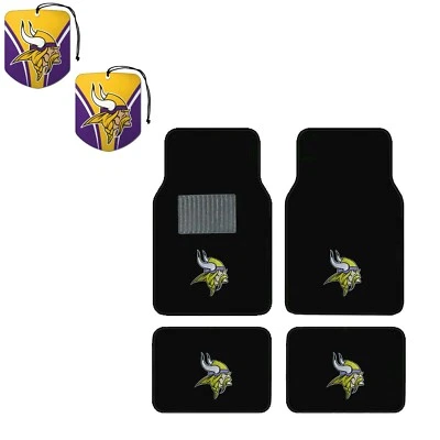 Комплект напольных ковриков и подвесных освежителей воздуха NFL Minnesota Vikings для легковых и грузовых автомобилей - Изображение 1 из 4