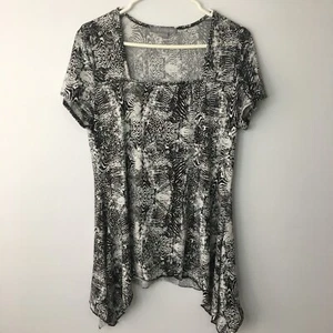 Women’s Size M Liz Jordan Black And White Short Sleeve Flared Tunic - Bild 1 von 6