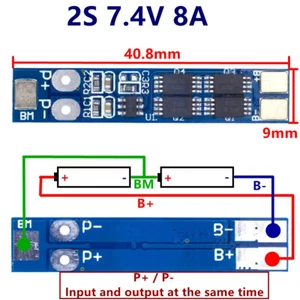 2S 8A 7,4V 8,4V 18650 Li-Ion Lithium Akku Ladegerät BMS Schutz Platine - Bild 1 von 3