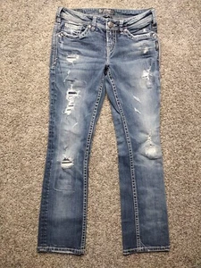 Silver Jeans Damen Gr. 28 / L31 Aiko Baby Boot Cut Denim Jeans weiße Nähte - Bild 1 von 16