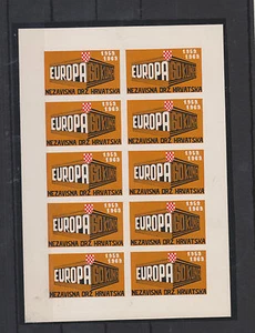 CROACIA, WWW II, EXILIO EUROPA CEPT 1969, prueba en papel de cartón, hoja de 10, RRR - Imagen 1 de 1