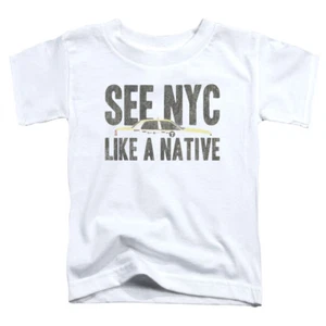 NYC Toddler T-Shirt New York City Like A Native Taxi White Tee - Picture 1 of 2