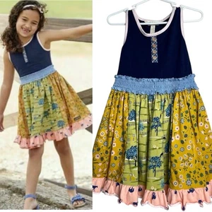 Matilda Jane x Joanna Gaines Sleeveless Waves of Grain Dress Girls Camp MJC Sz 4 - Picture 1 of 13