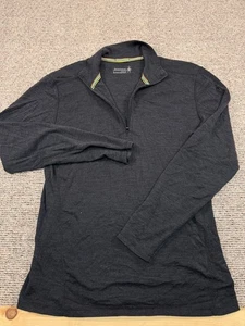 SmartWool Mens Thermal 1/4 Quarter Zip Merino Wool Base Layer Dark Gray Large - Picture 1 of 9