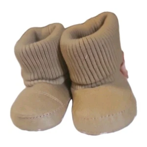 Angel Microfiber Tan Baby Bootie Sock Top Size 12 New Soft Comfort Hearts - Picture 1 of 5