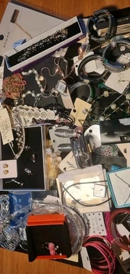 Job Lot of Mainly New Costume Jewellery: Necklaces,bangles, earrings etc 75 + - Image 1 of 4