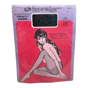 Vintage Fruit If The Loom Sheer Mesh Pantyhose Black Short - Picture 1 of 2