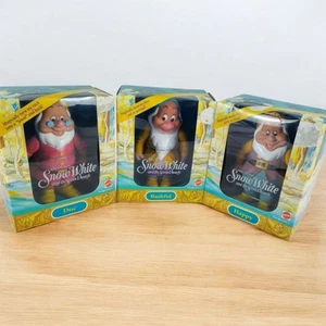 Vtg 1992 Disney Snow White Seven Dwarfs Vinyl Rubber Toys Doc Bashful Happy 3lot - Picture 1 of 20