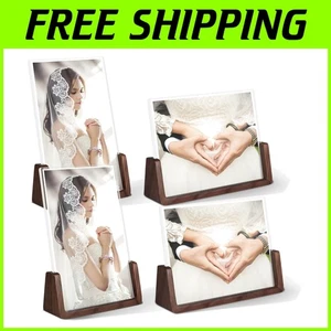 Rustic 5x7 Picture Frames - Solid Walnut Photo Frames Set of 4, U-Shaped Design - Picture 1 of 11