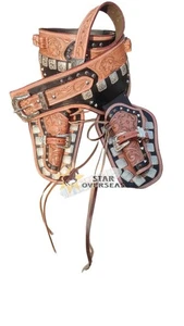 Western Gun Holster Belt Leather Revolver Pistol designed .22, .35/357 .44/45Cal - Picture 1 of 6