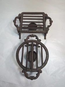 Heavy Duty Ornate Cast Iron Teapot Dish tealight Warmers Chafing Dishes Lot Of 2 - Picture 1 of 17