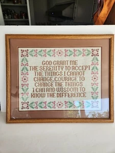 Grande lino vintage dio religioso preghiera incorniciata fatta a mano punto croce punta ago - Foto 1 di 11
