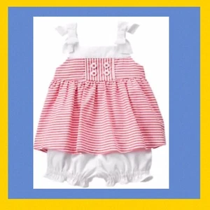 NWT 3-6 Gymboree “GAZEBO PARTY” Cotton 2pc RED & WHT STRIPE SUNSUIT DIAPER COVER - Picture 1 of 2