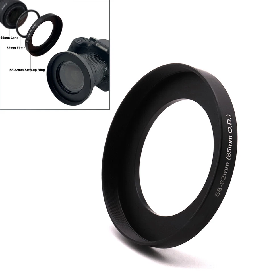Front Step Up Ring 46/48/52/62/77/82mm Step-up Ring to 85mm OD for 82mm Filter - Image 1 of 4