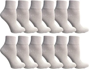 12 Units of Kids Cotton Quarter Ankle Socks In White Size 4-6 - Girls Ankle Sock - Picture 1 of 3