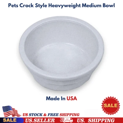 Van Ness Pets Crock Style Heavyweight Medium Bowl, 20 Ounce Food And Water Dish