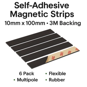 Self-Adhesive Magnetic Strips 10mm x 100mm Multipole 3M Backing 4 Or 10 Strips - Picture 1 of 7