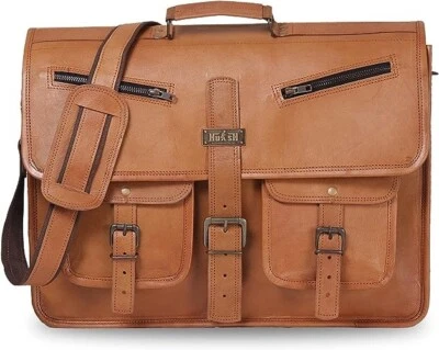 Leather Messenger Bag for Men and Women 18 Inch Best Laptop Briefcase Satchel - Изображение 1 из 4