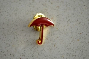 Red Umbrella Lapel Pin Gold Toned - Picture 1 of 2